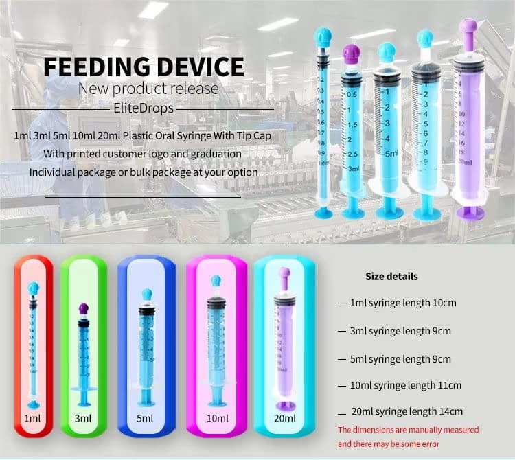 colored 1ml disposable medical plastic syringe