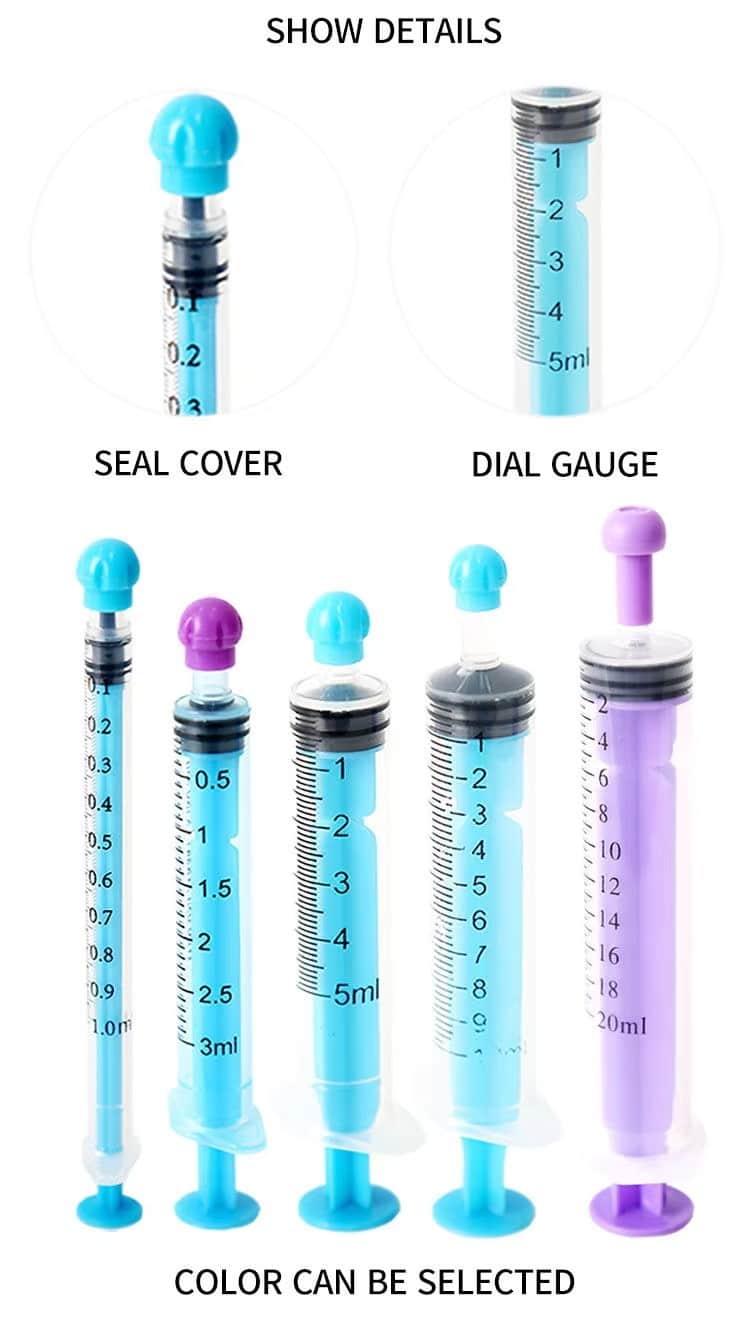 disposable oral feeding syringe colored