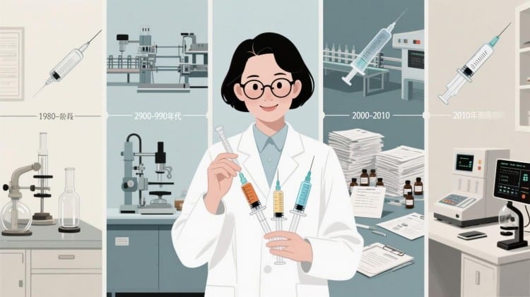 chronologic-timeline-pre-filled-syringe-development-history-medical-technology-evolution-innovation