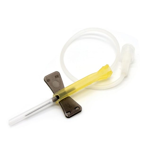 butterfly needle yellow hub side view