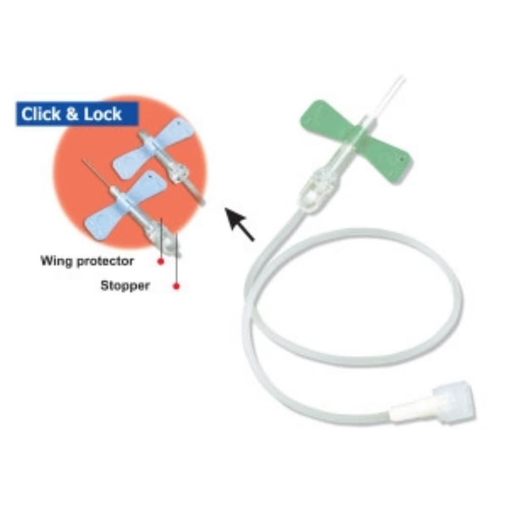 click lock butterfly needle safety feature