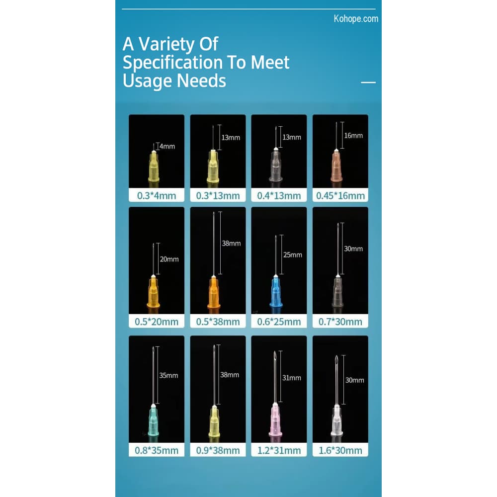 disposable medical needles specifications chart