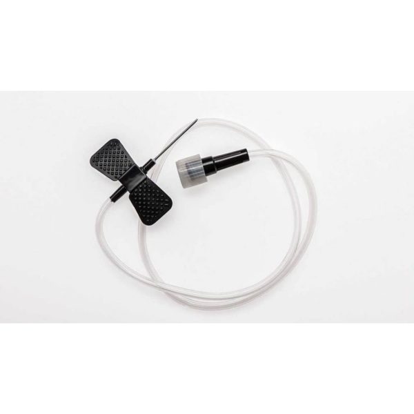 butterfly needle 21 gauge black wings luer connection