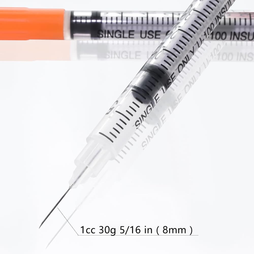 1cc 30g 5 16 inch 8mm insulin syringe single use marking