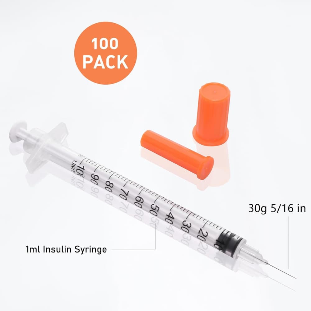 1ml insulin syringe 30g 5 16 inch 100 pack bulk