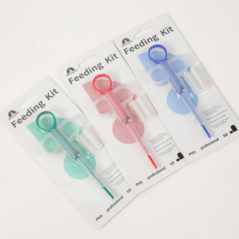 6 customizable color options red green blue pet medicine feeder oem