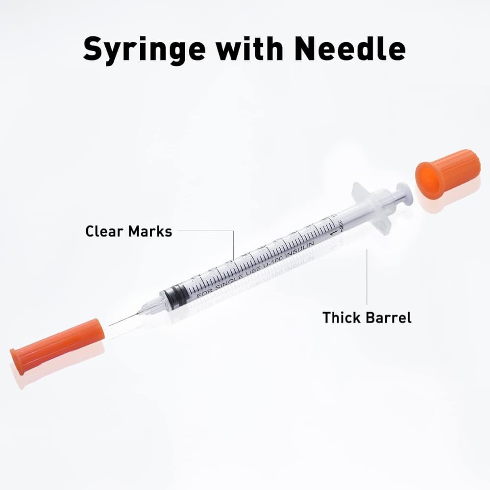 insulin syringe with needle clear marks thick barrel features insulin syringe with needle clear marks thick barrel features