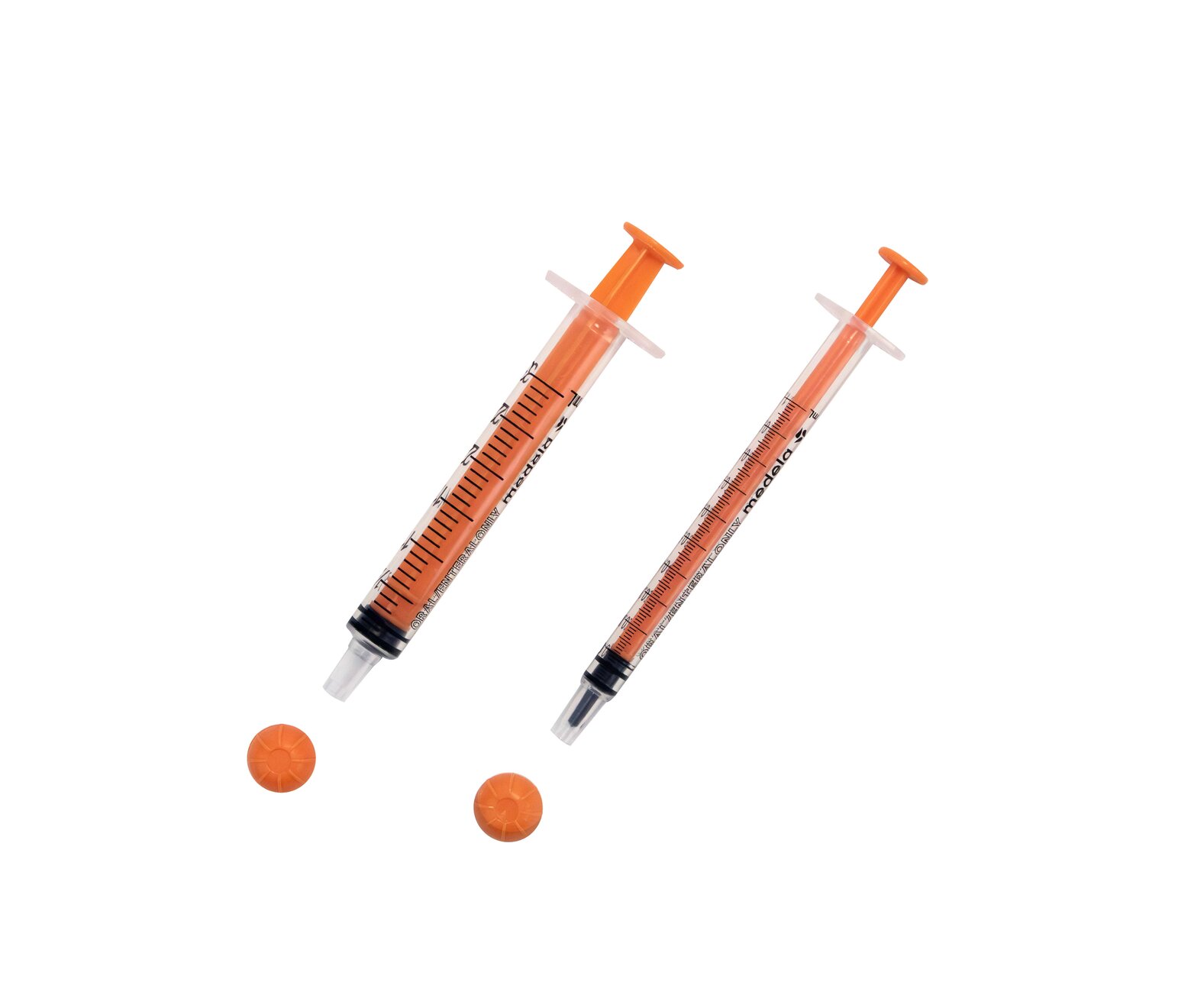 medical syringes with caps assorted colors