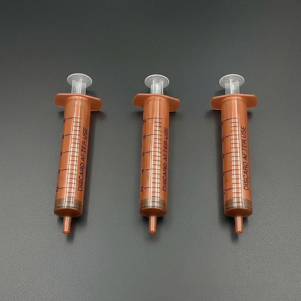 sterile disposable amber medical syringe luer slip