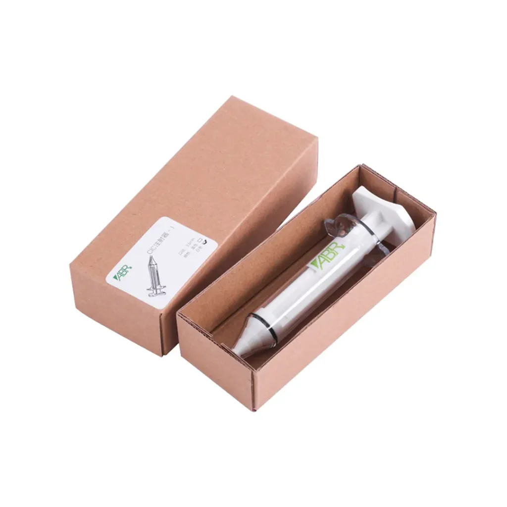 sterile packaged earmold impression syringes ready for clinical use