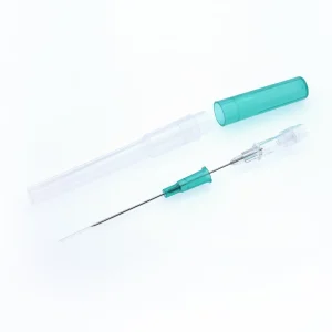 Blue 22G IV Catheter Detail View Luer Lock Injection Port