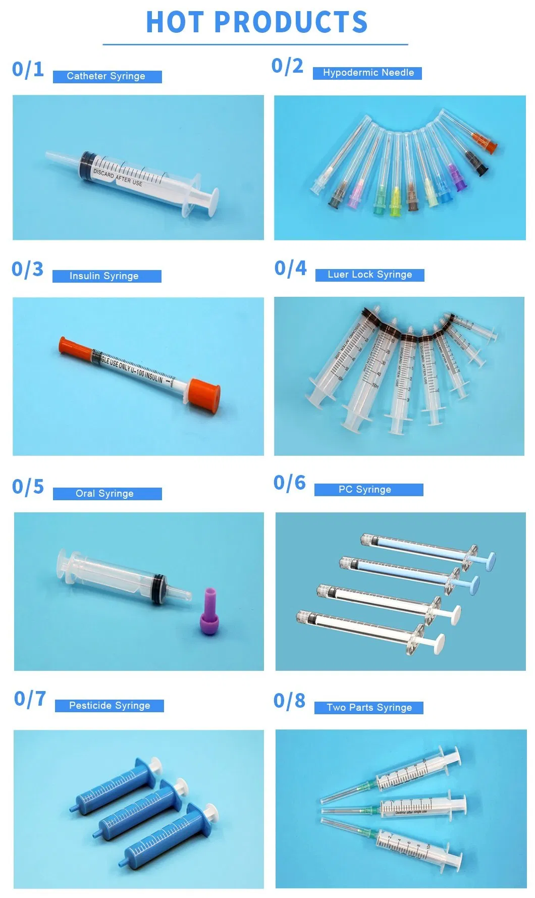 Steroid Irrigation Injection Plastic Luer Lock Slip Plastic Medical Disposable Syringe with Hypodermic Needles