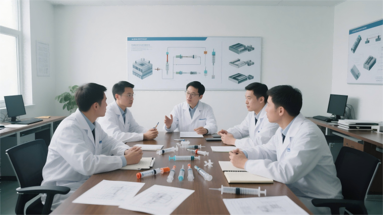 engineer-reviewing-technical-drawings-specifications-mold-design-customization-meeting