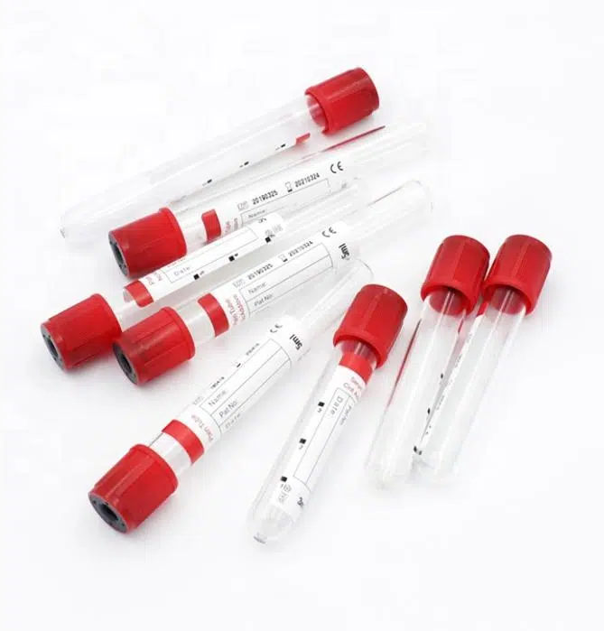red clot activator blood collection tube closeup