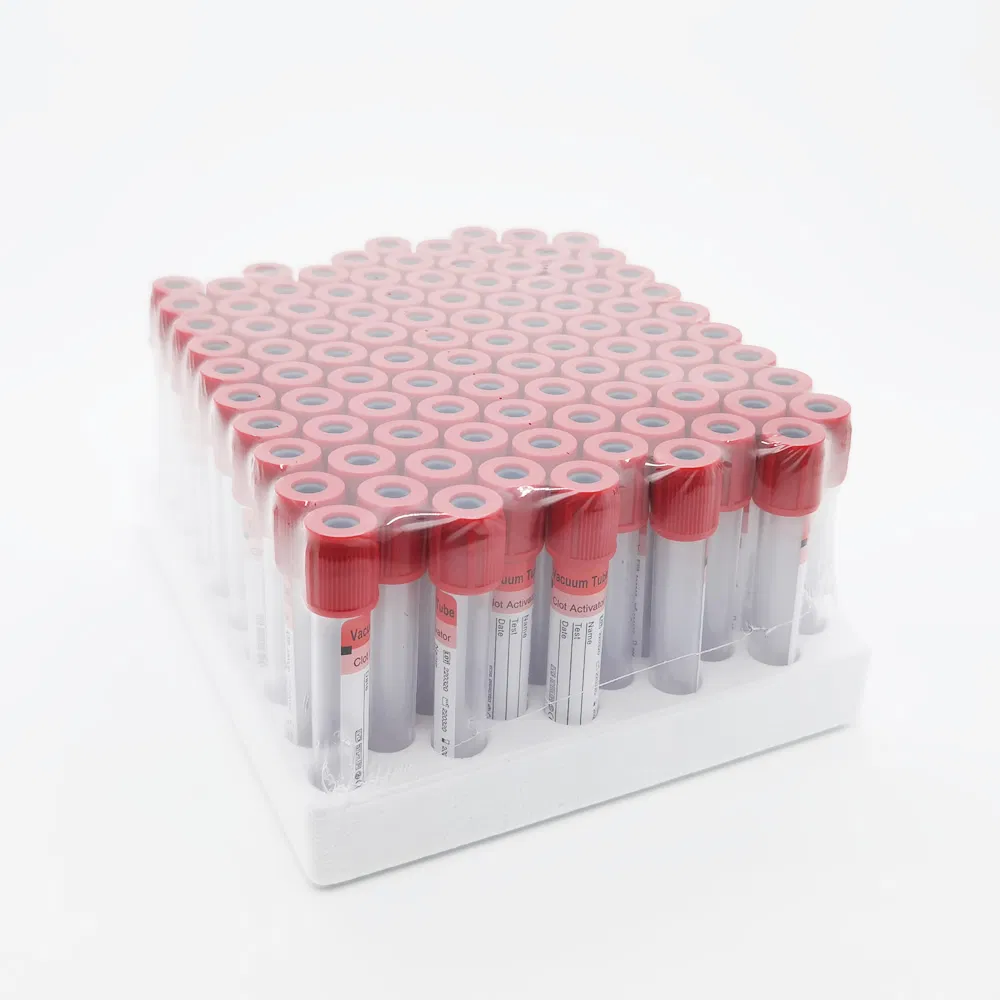 red vacuum tube graduated volume markings