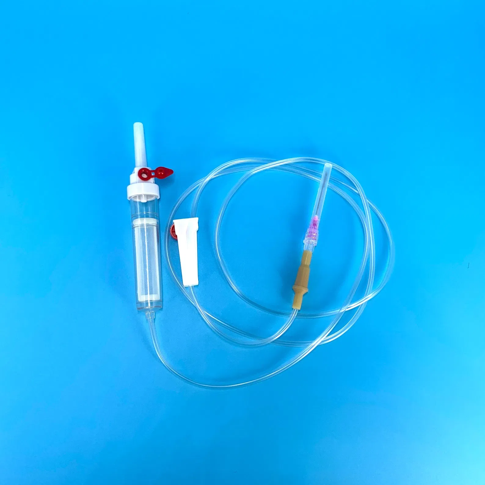 sterile blood transfusion drip set spike needle view