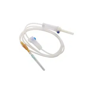 yellow y site iv administration set front view sterile