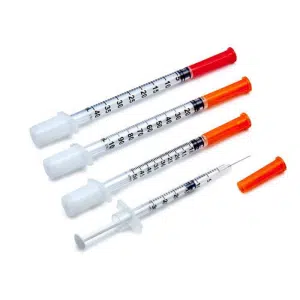 insulin syringe complete size range 27g to 31g