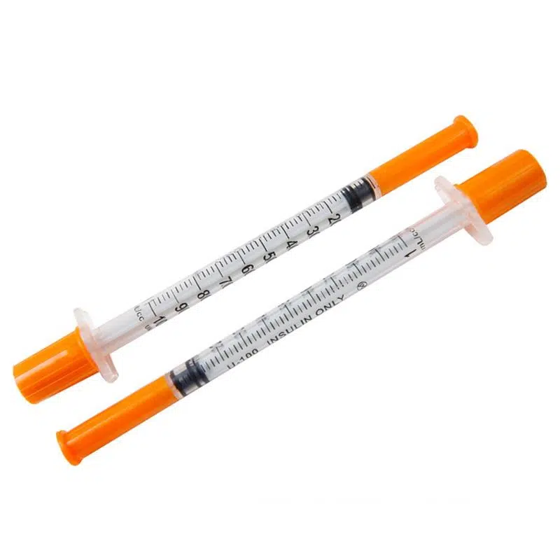 insulin syringe dual set side angle