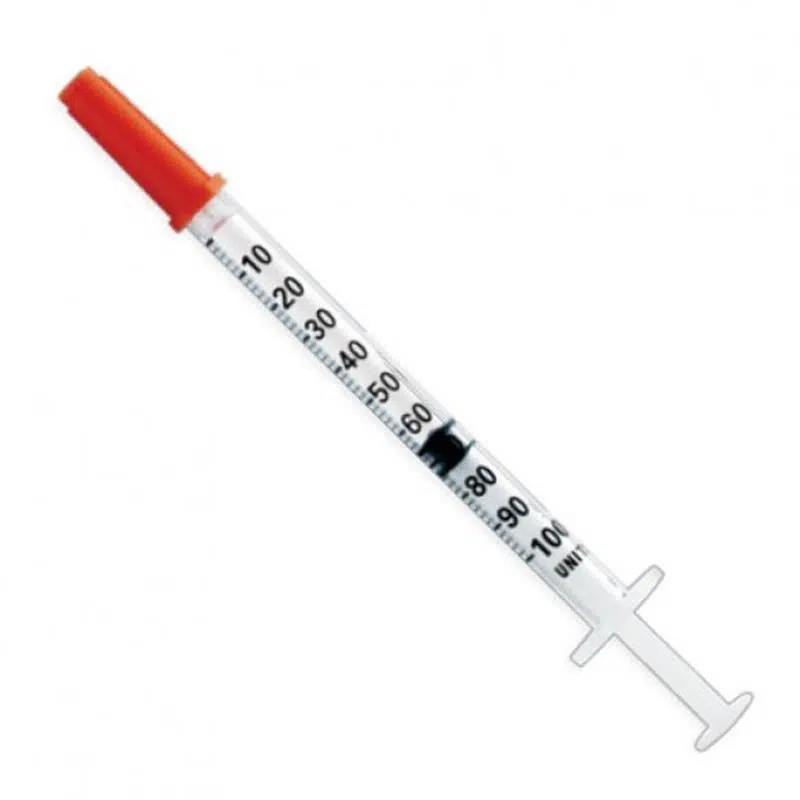 insulin syringe single close up detail