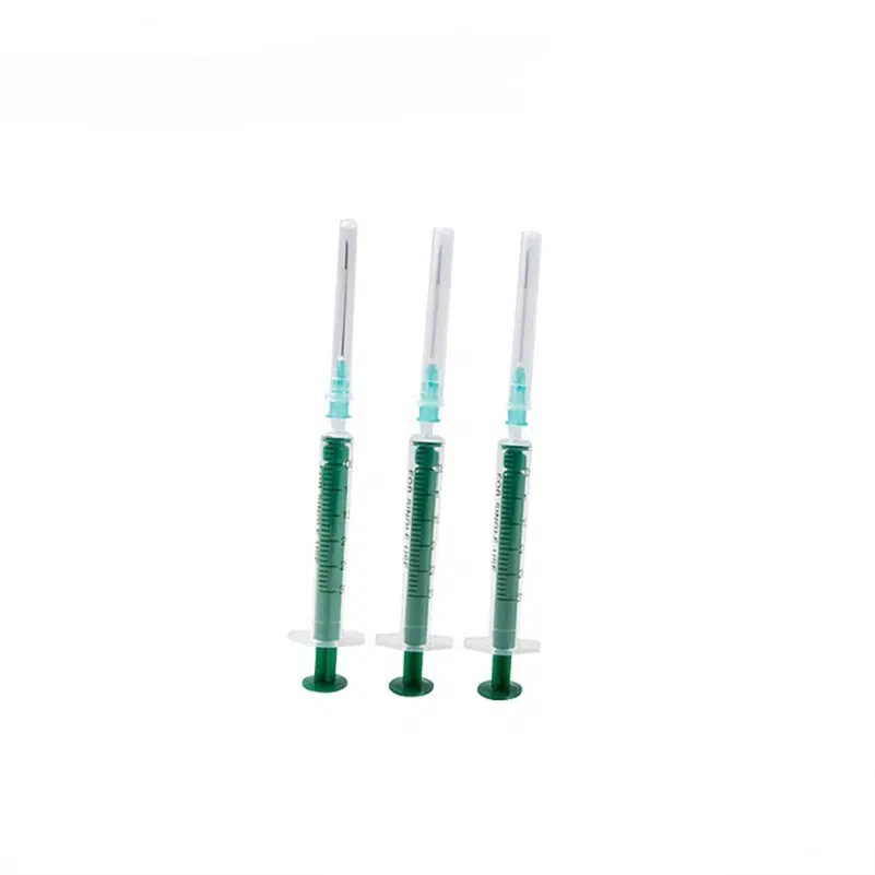 Close-up view of tuberculin syringe bold scale graduations showing 0.01mL increments