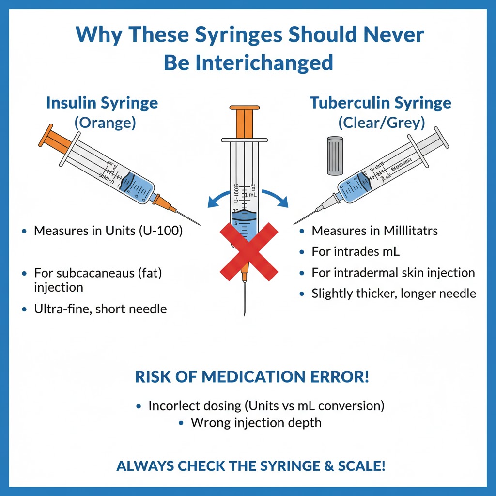 Tuberculin Syringe vs Insulin Syringe: Key Differences, Uses, and How to Choose Why These Syringes Should Never Be Interchanged