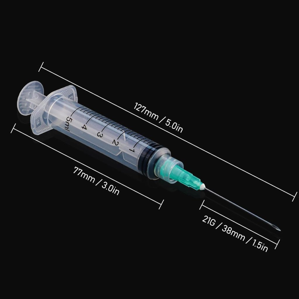 Disposable Sterile Hypodermic Syringe Dimensions and Specifications 5ml 21G 38mm Needle Length