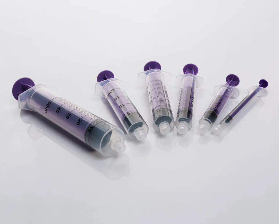 Enteral Syringes Size Comparison - Flat Layout from 1ml to 100ml Capacities