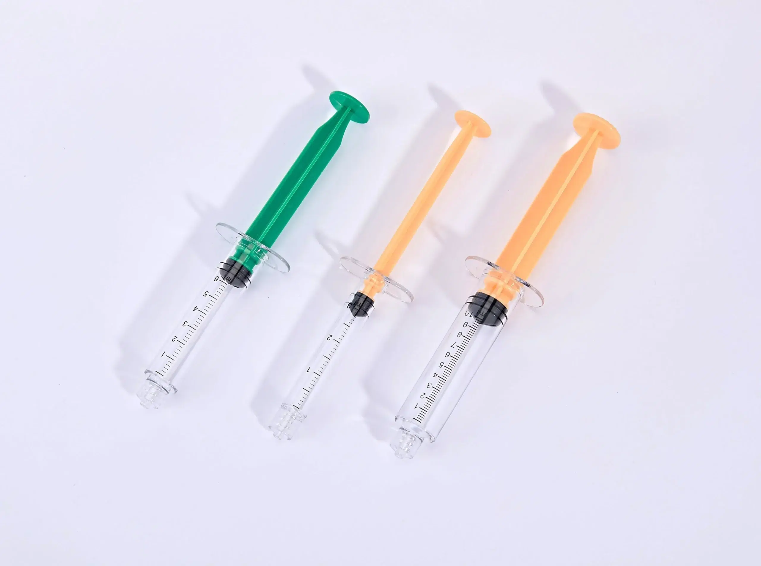 Green custom polycarbonate syringe medical grade EO sterilized latex DEHP BPA free