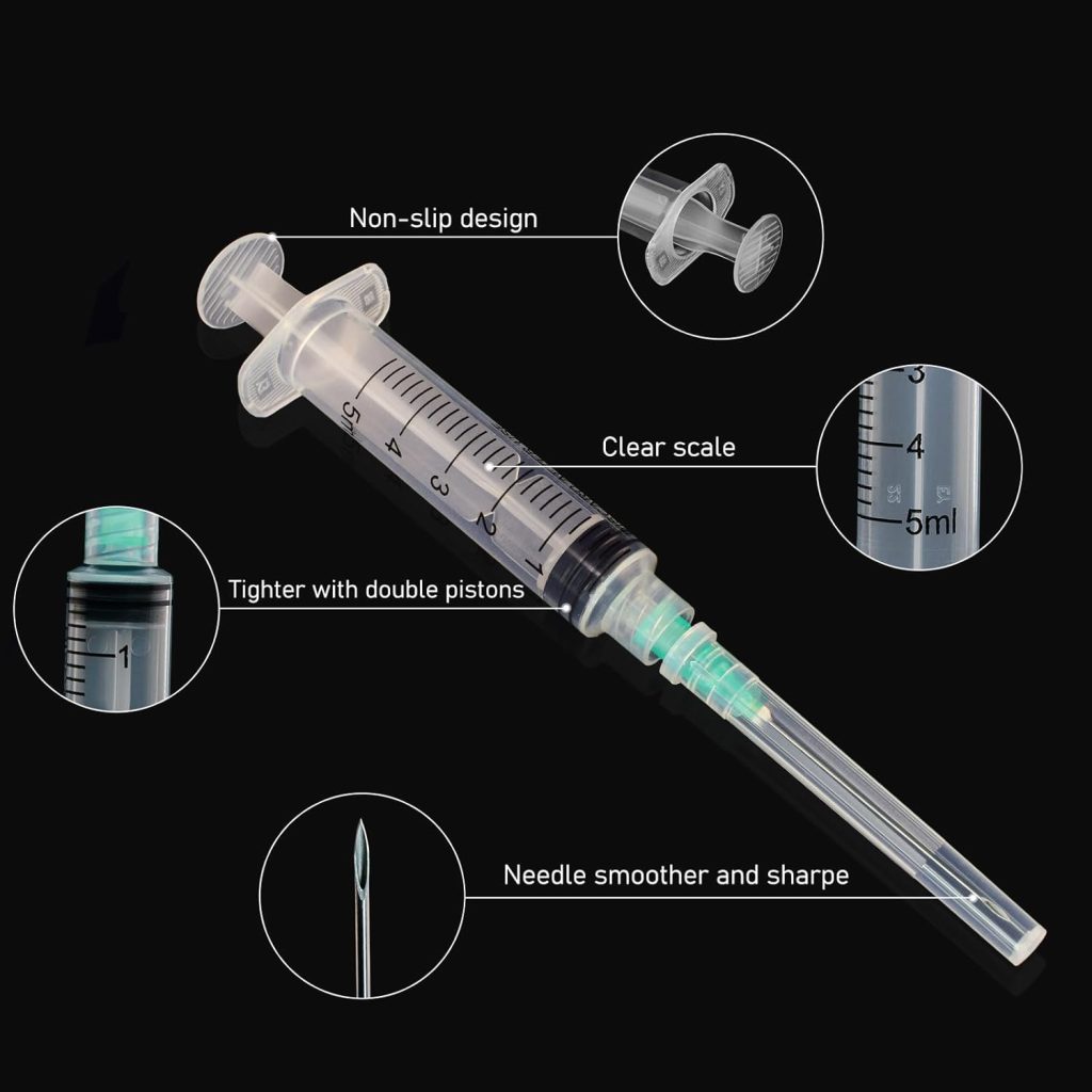 Medical Hypodermic Syringe Component Parts Including Barrel Plunger Luer Lock and Needle Assembly