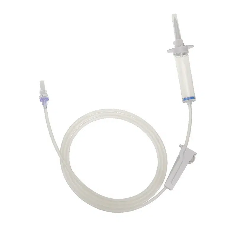 Sterile packaged IV infusion set with extension sets for hospital use