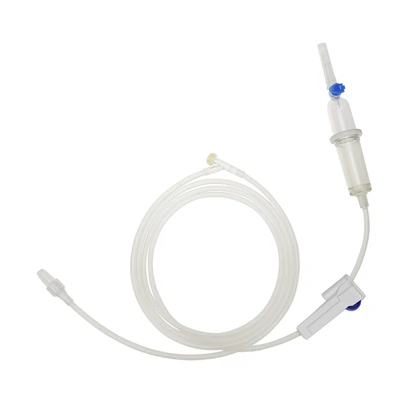 Pediatric IV infusion set with precision flow regulator and disposable injection adapter