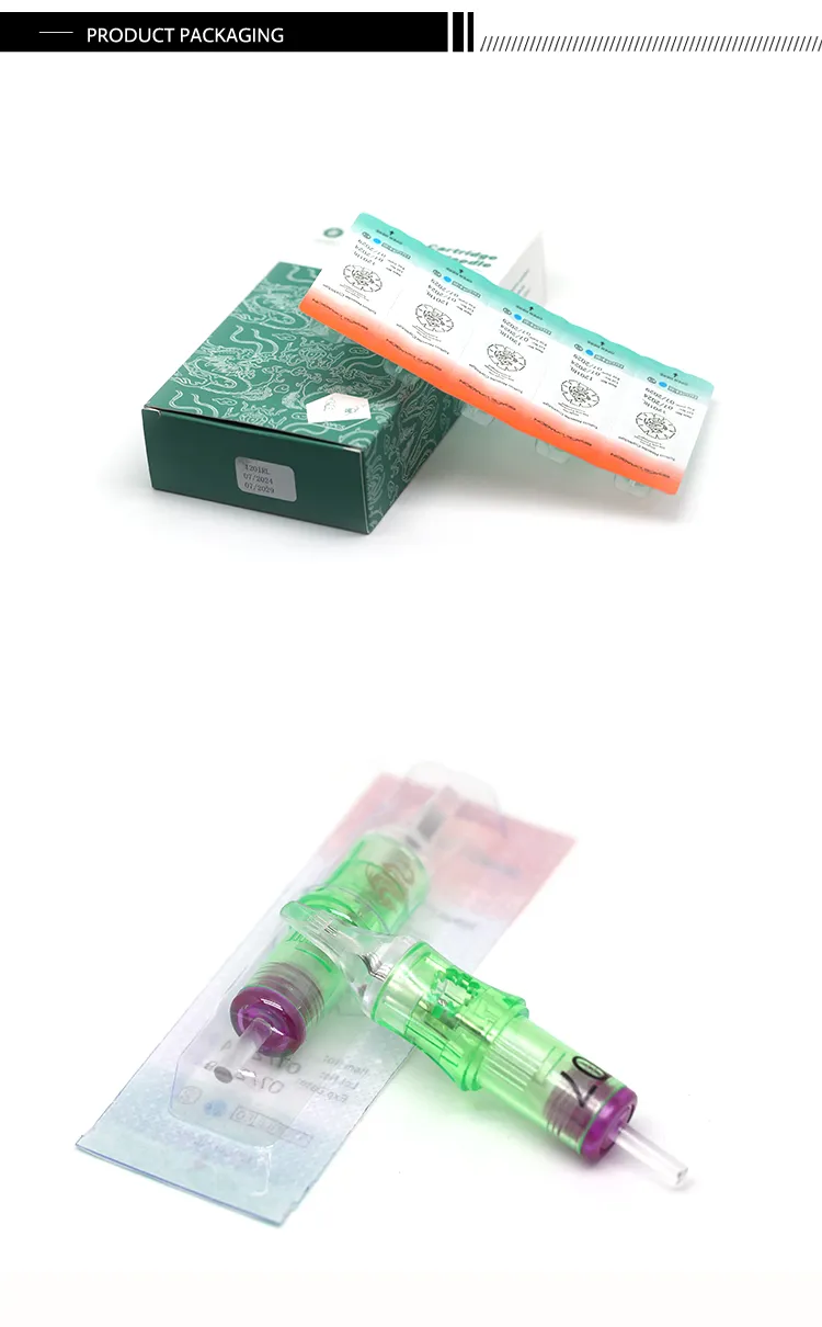 Tattoo cartridge needles technical specifications and features - Needle count, taper, diameter details for cosmetic use