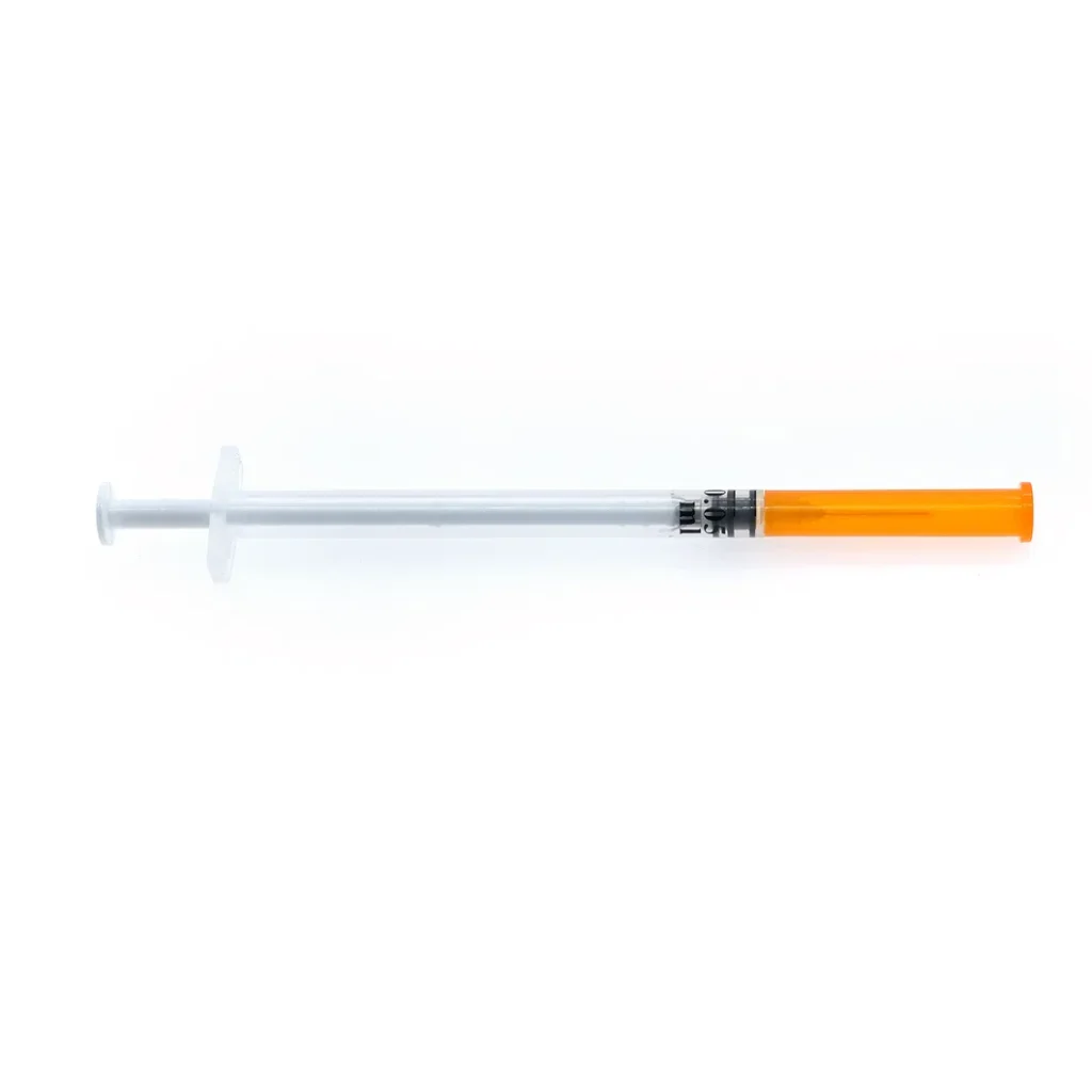 Wholesale disposable insulin syringe with distinctive orange cap for safe diabetes medication administration