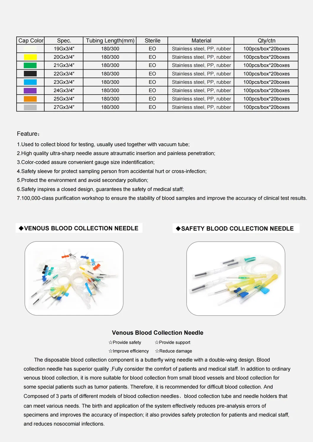 Blood collection needle size chart showing different gauge specifications including 20g yellow wing butterfly needle dimensions Blood collection needle size chart showing different gauge specifications including 20g yellow wing butterfly needle dimensions