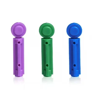 Color coded twist lancet for blood sugar in three gauge options for easy identification