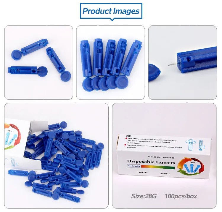 Blood sugar lancets used with glucose meter for diabetes monitoring