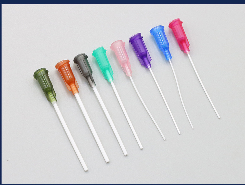 Medical needle manufacturer quality closeup of PP needle tips showing flexible construction detail