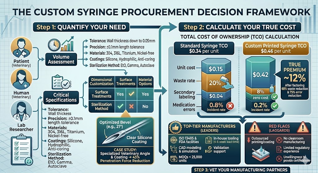 ISO 13485 certified manufacturing facility producing custom made syringes with quality inspection procedures