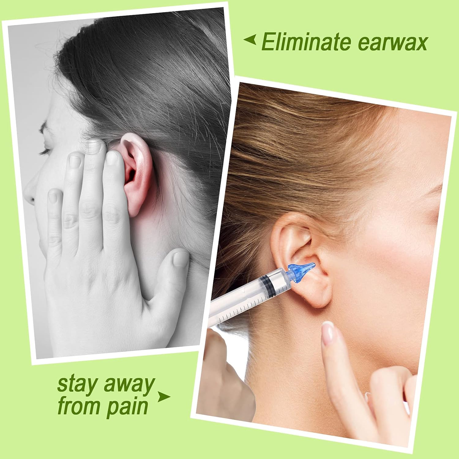 Close-up view of custom ear syringe flared PVC tip showcasing safety design that prevents over-insertion