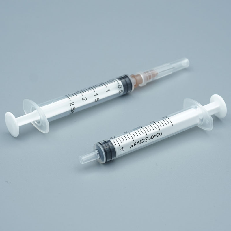 2.5ml Luer Lock Syringe Front and Back View Insulin Syringe Syringe Needle Transparent Medical Syringe System