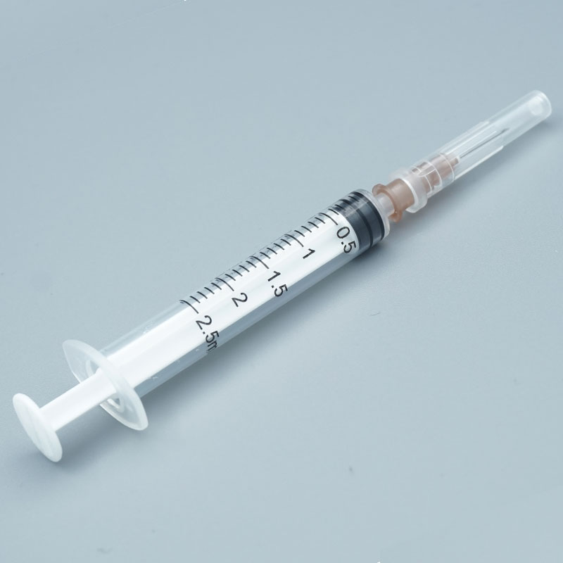 2.5ml Luer Lock Syringe Front Full View Insulin Syringe Syringe Needle Medical Disposable Sterile Syringe